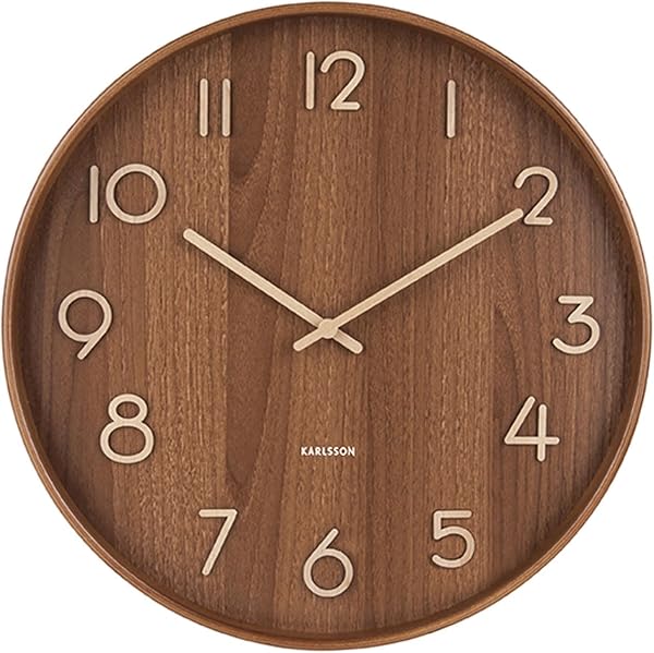 Relógio de Parede Silencioso Karlsson / Umbra em Madeira Natural e Ponteiros em Alumínio (30 cm)