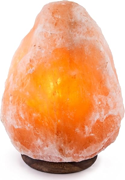 Candeeiro de Sal dos Himalaias Autêntico 3–5 kg com Base em Madeira de Rosa e Regulador de Intensidade