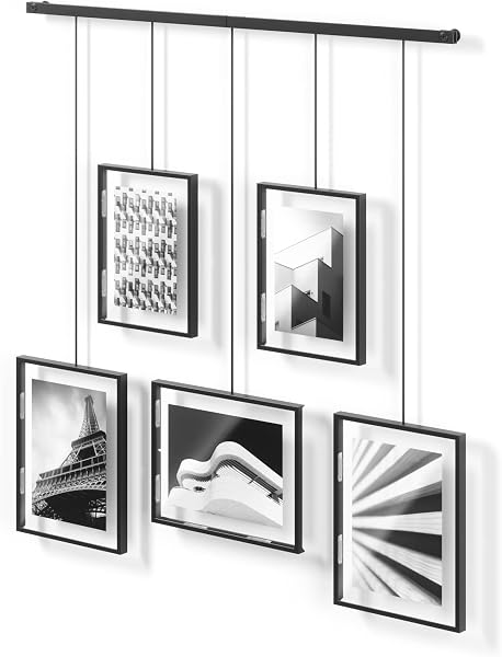 Moldura Múltipla de Parede Umbra Exhibit (Galeria Suspensa em Metal Preto p/ 5 Fotografias)