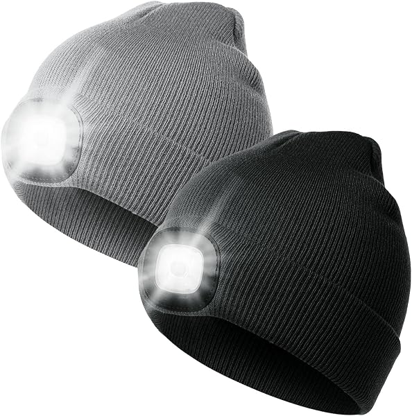 Gorro com Luz Frontal LED Recarregável USB Integrada (Removível p/ Lavar · 3 Níveis de Brilho)