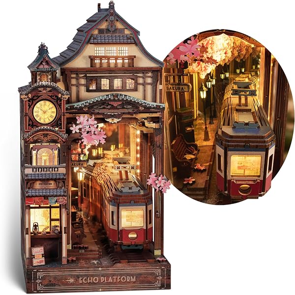 Book Nook Diorama 3D em Madeira «Expresso do Oriente / Beco Mágico» com Sensor de Movimento LED