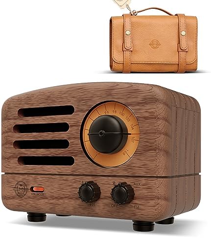 Coluna Bluetooth Retro Estilo Rádio Clássico Anos 50 Muzen Original em Madeira de Nogueira Natural