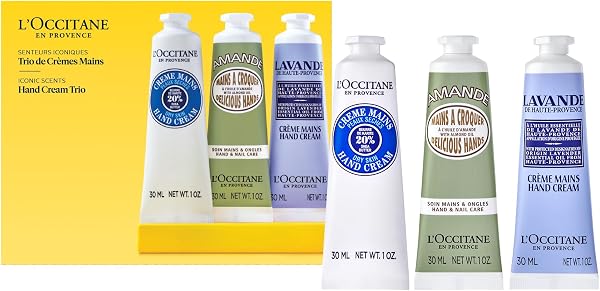 Conjunto de Creme de Mãos L'Occitane en Provence / Benamôr Lisboa (Cofre 3 Bisnagas: Karité, Amêndoa e Verbena)