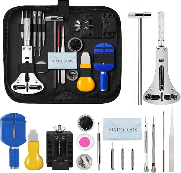 Kit de Reparação de Relógios Profissional (149 Peças: Chave Jaxa Abre-Fundos, Saca-Elos, Pinças Suíças e Mala)